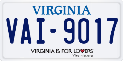 VA license plate VAI9017