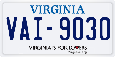 VA license plate VAI9030