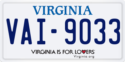 VA license plate VAI9033