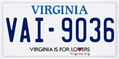 VA license plate VAI9036