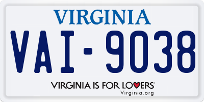 VA license plate VAI9038
