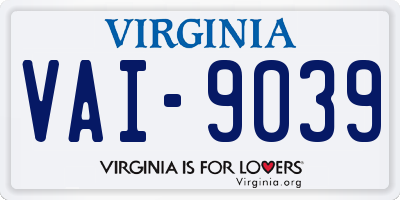 VA license plate VAI9039