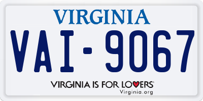 VA license plate VAI9067