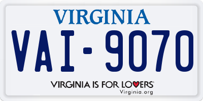 VA license plate VAI9070