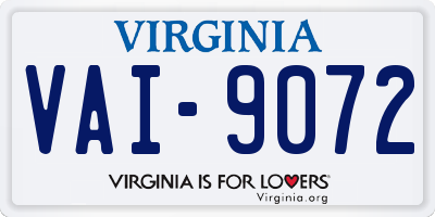 VA license plate VAI9072