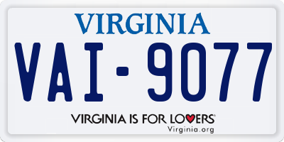 VA license plate VAI9077