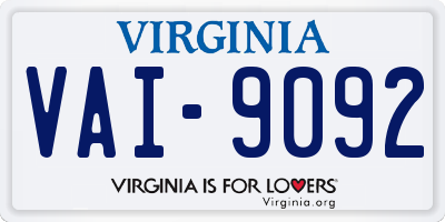 VA license plate VAI9092
