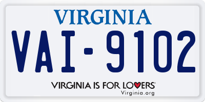VA license plate VAI9102