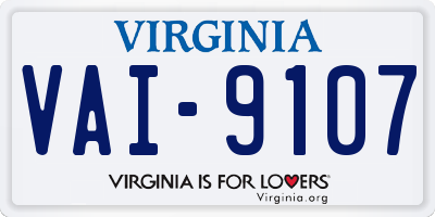 VA license plate VAI9107