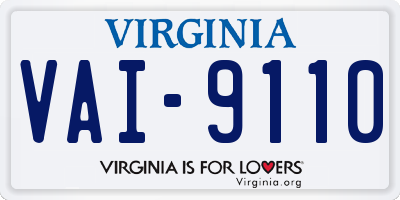 VA license plate VAI9110