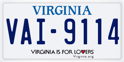 VA license plate VAI9114
