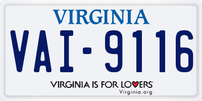 VA license plate VAI9116