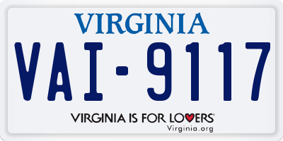 VA license plate VAI9117