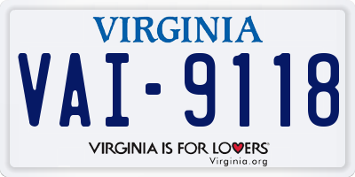 VA license plate VAI9118