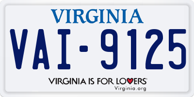 VA license plate VAI9125