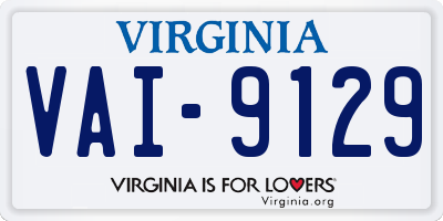 VA license plate VAI9129