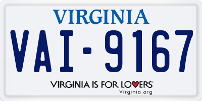 VA license plate VAI9167