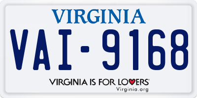 VA license plate VAI9168