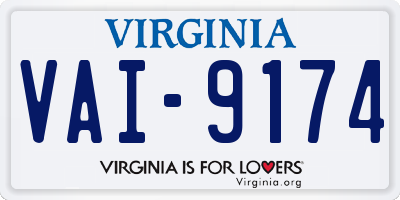VA license plate VAI9174