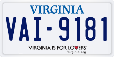 VA license plate VAI9181