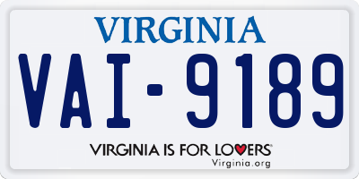 VA license plate VAI9189
