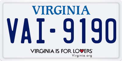 VA license plate VAI9190