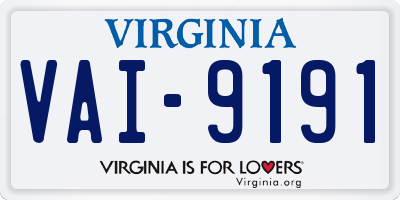VA license plate VAI9191