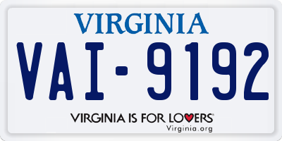 VA license plate VAI9192