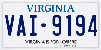 VA license plate VAI9194