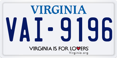 VA license plate VAI9196