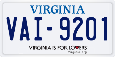 VA license plate VAI9201