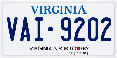VA license plate VAI9202