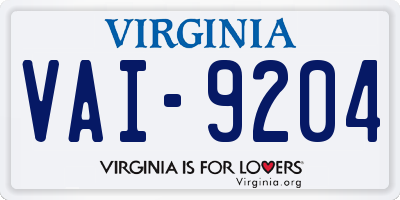 VA license plate VAI9204