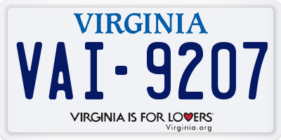 VA license plate VAI9207