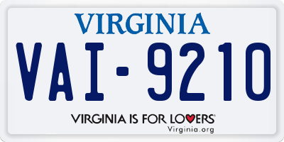 VA license plate VAI9210