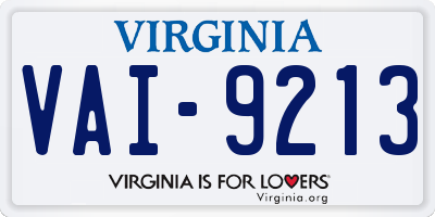 VA license plate VAI9213