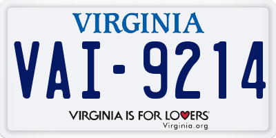 VA license plate VAI9214
