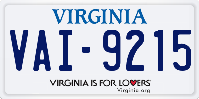 VA license plate VAI9215