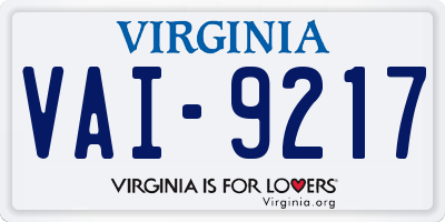 VA license plate VAI9217