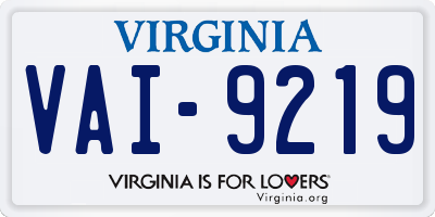 VA license plate VAI9219