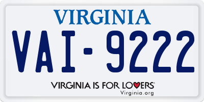 VA license plate VAI9222