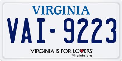 VA license plate VAI9223