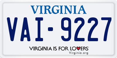 VA license plate VAI9227