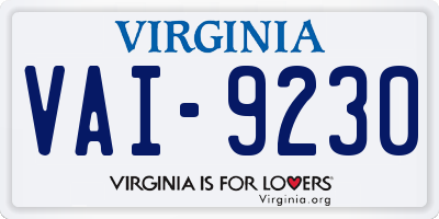 VA license plate VAI9230