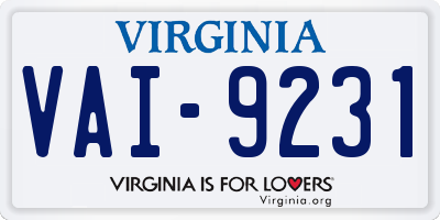 VA license plate VAI9231