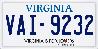 VA license plate VAI9232