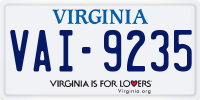 VA license plate VAI9235