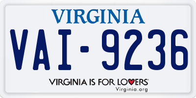 VA license plate VAI9236