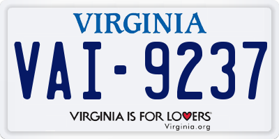 VA license plate VAI9237