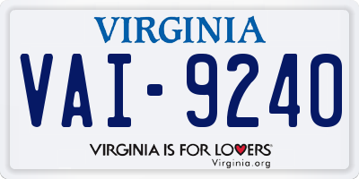 VA license plate VAI9240